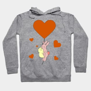 Valentine Bunny Hamster Heart Baloon Hoodie